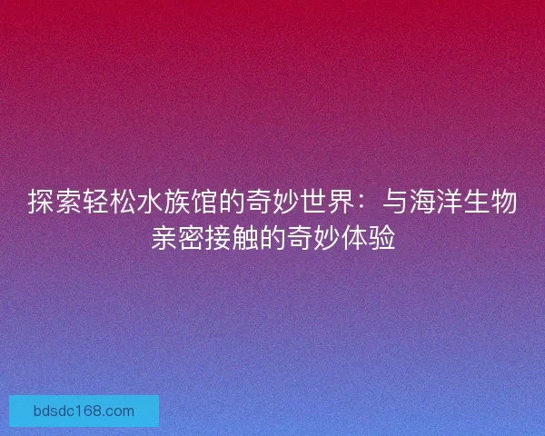 探索轻松水族馆的奇妙世界：与海洋生物亲密接触的奇妙体验