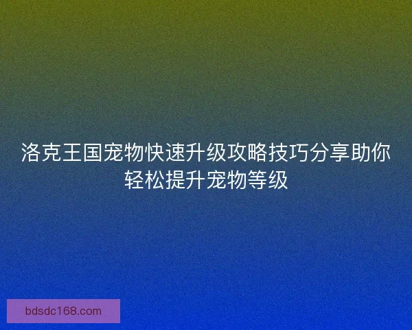 洛克王国宠物快速升级攻略技巧分享助你轻松提升宠物等级