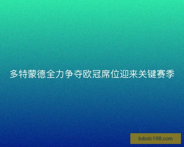 多特蒙德全力争夺欧冠席位迎来关键赛季